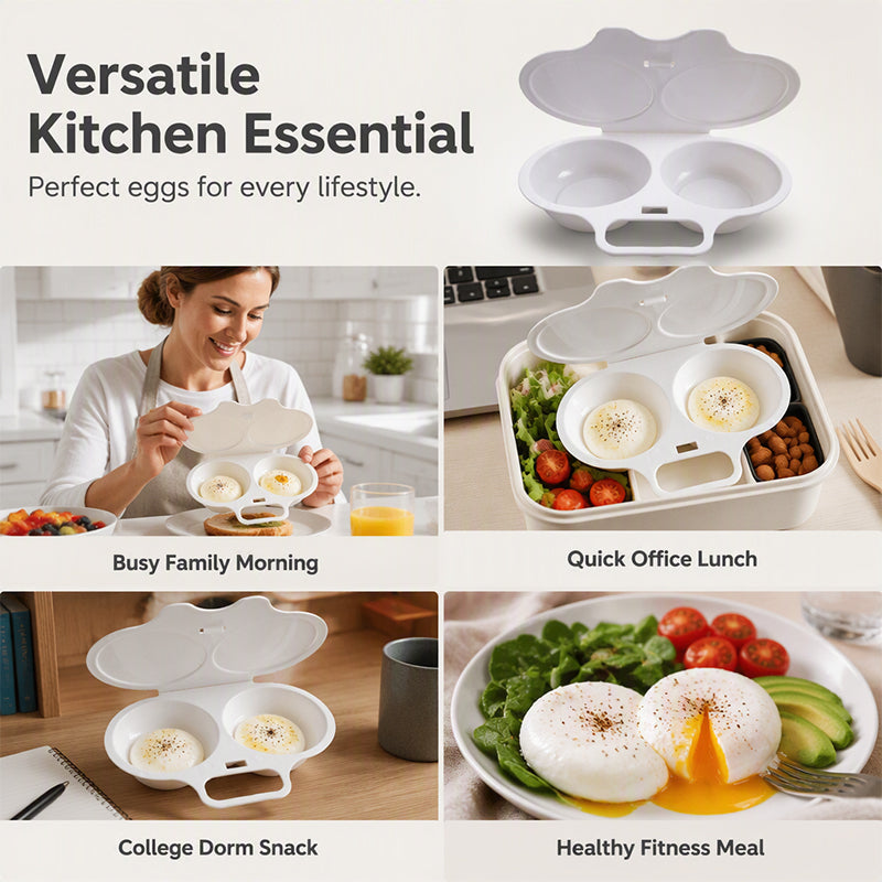🥳2026 HOT SALE🥳💞50K+ SOLD! 🥗🎁 50% OFF! Microwave Egg Poacher——Dual‑cavity, non‑stick & easy clean. Healthier than frying – stock up & save!