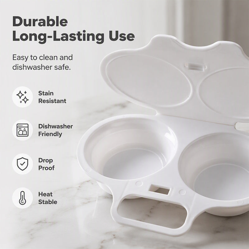 🥳2026 HOT SALE🥳💞50K+ SOLD! 🥗🎁 50% OFF! Microwave Egg Poacher——Dual‑cavity, non‑stick & easy clean. Healthier than frying – stock up & save!