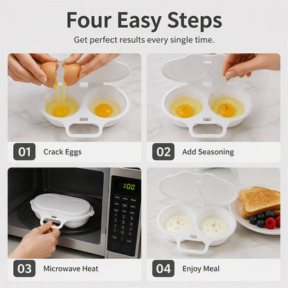 🥳2026 HOT SALE🥳💞50K+ SOLD! 🥗🎁 50% OFF! Microwave Egg Poacher——Dual‑cavity, non‑stick & easy clean. Healthier than frying – stock up & save!