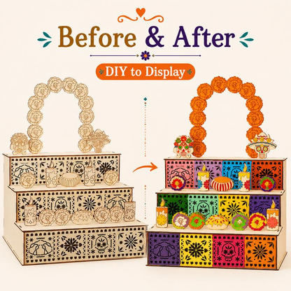 🎉 2026 Sale — Over 9,000 Sold! 💀🌼 Build your own Day of the Dead altar — three tiers, traditional hollowed patterns, and DIY painting option. A beautiful way to honor loved ones and celebrate the holiday. 🕯️